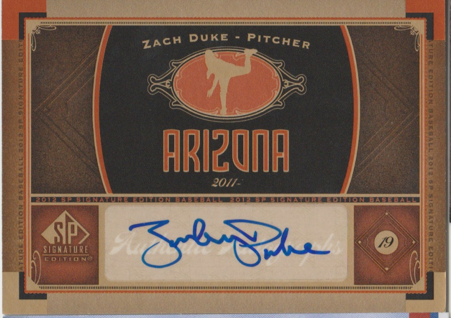 Zach Duke 2012 UD SP Signature Edition autograph auto card AZ5