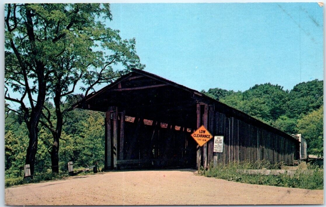Postcard Covered Bridge Harpersfield Ohio USA North America