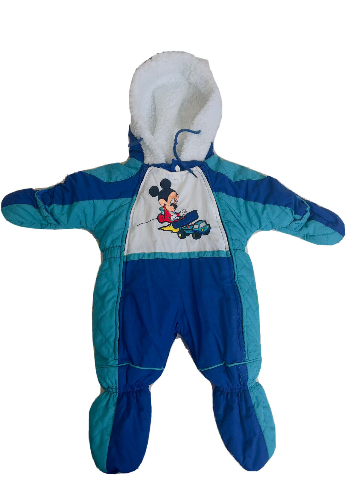 Vintage 1984 Disney Babies Mickey Infant Coat Blue Mighty-Mac One Piece 6M