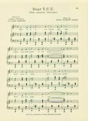TEXAS CHRISTIAN UNIVERSITY TCU Horned Frogs Vtg Song Sheet c1927 \