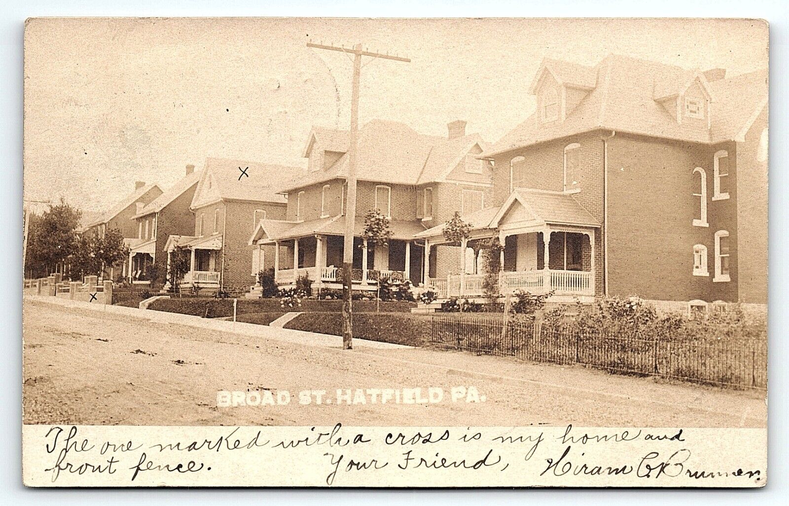 1906 HATFIELD PA BROAD ST HOME VIEW BARTHOLOMEW PHOTOGRAPHER RPPC POSTCARD P4195