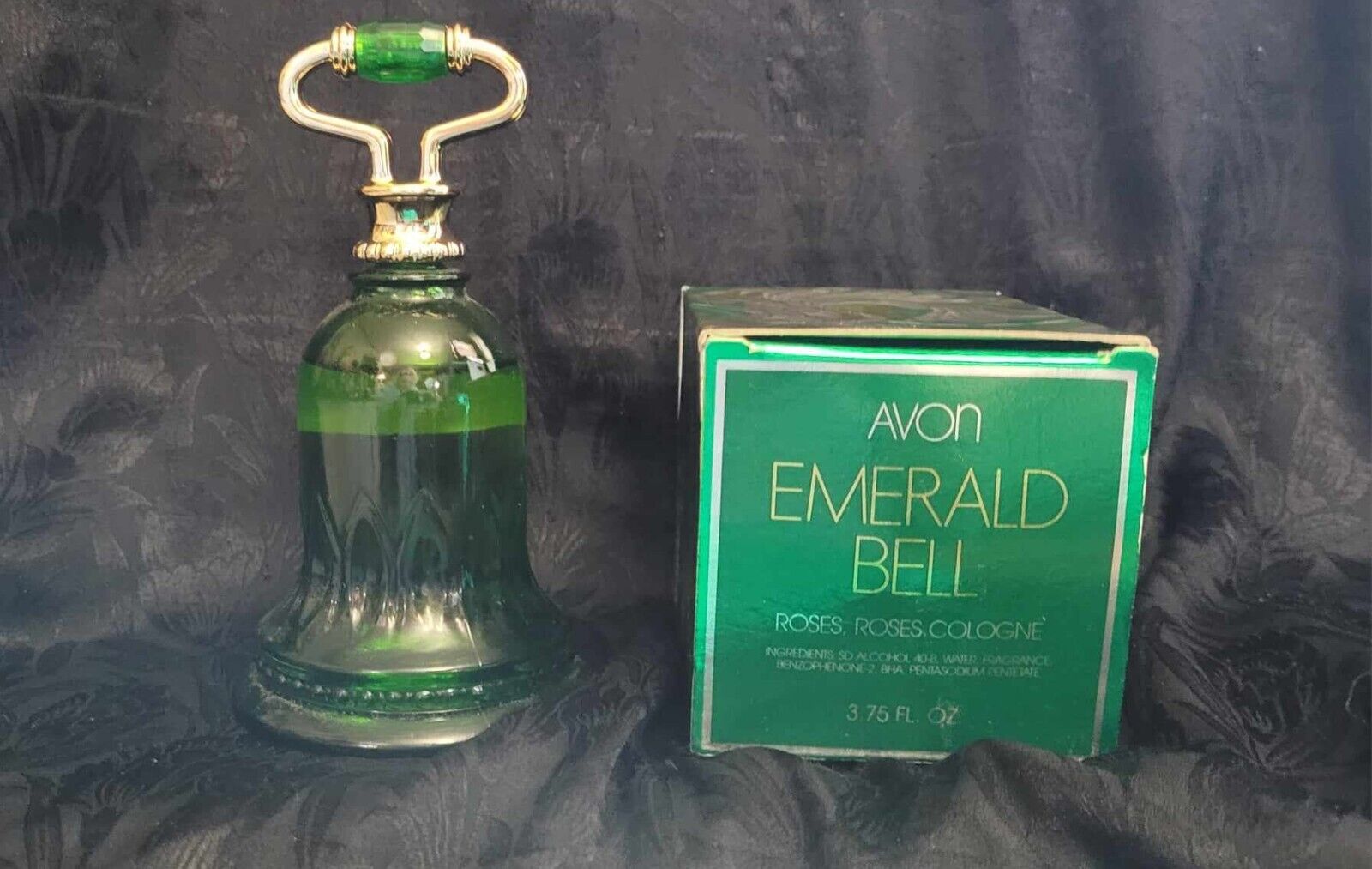 Avon ROSES ROSES in Emerald Bell Decanter ~  ~ NIB ~ 3.75oz Vintage