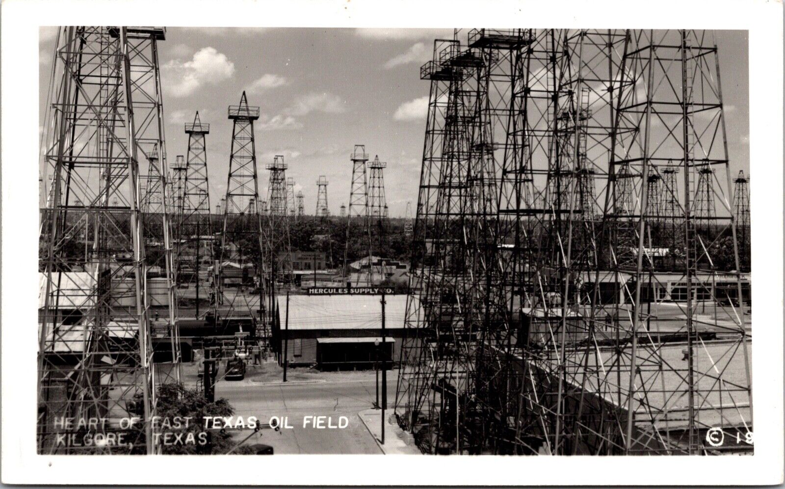 Real Photo Postcard Heart of East Texas Oil Field in Kilgore, Texas