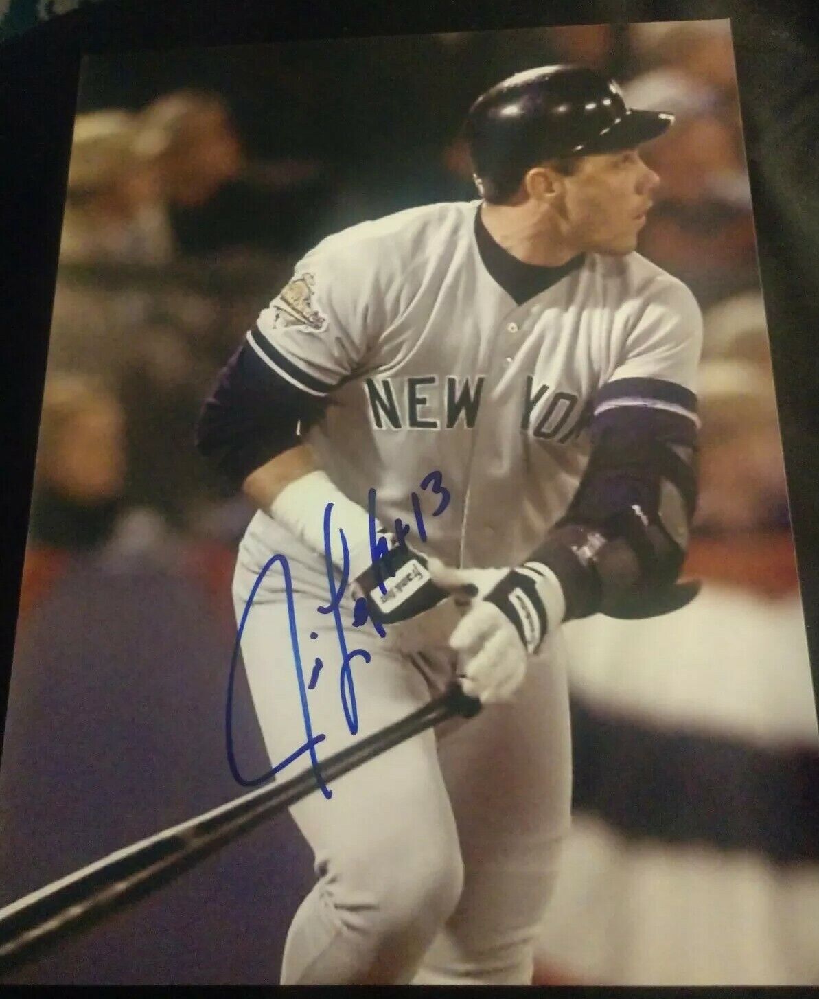 JIM LEYRITZ SIGNED 8X10 PHOTO NY YANKEES BIG HR BRAVES WS CHAMPS W/COA+PROOF WOW