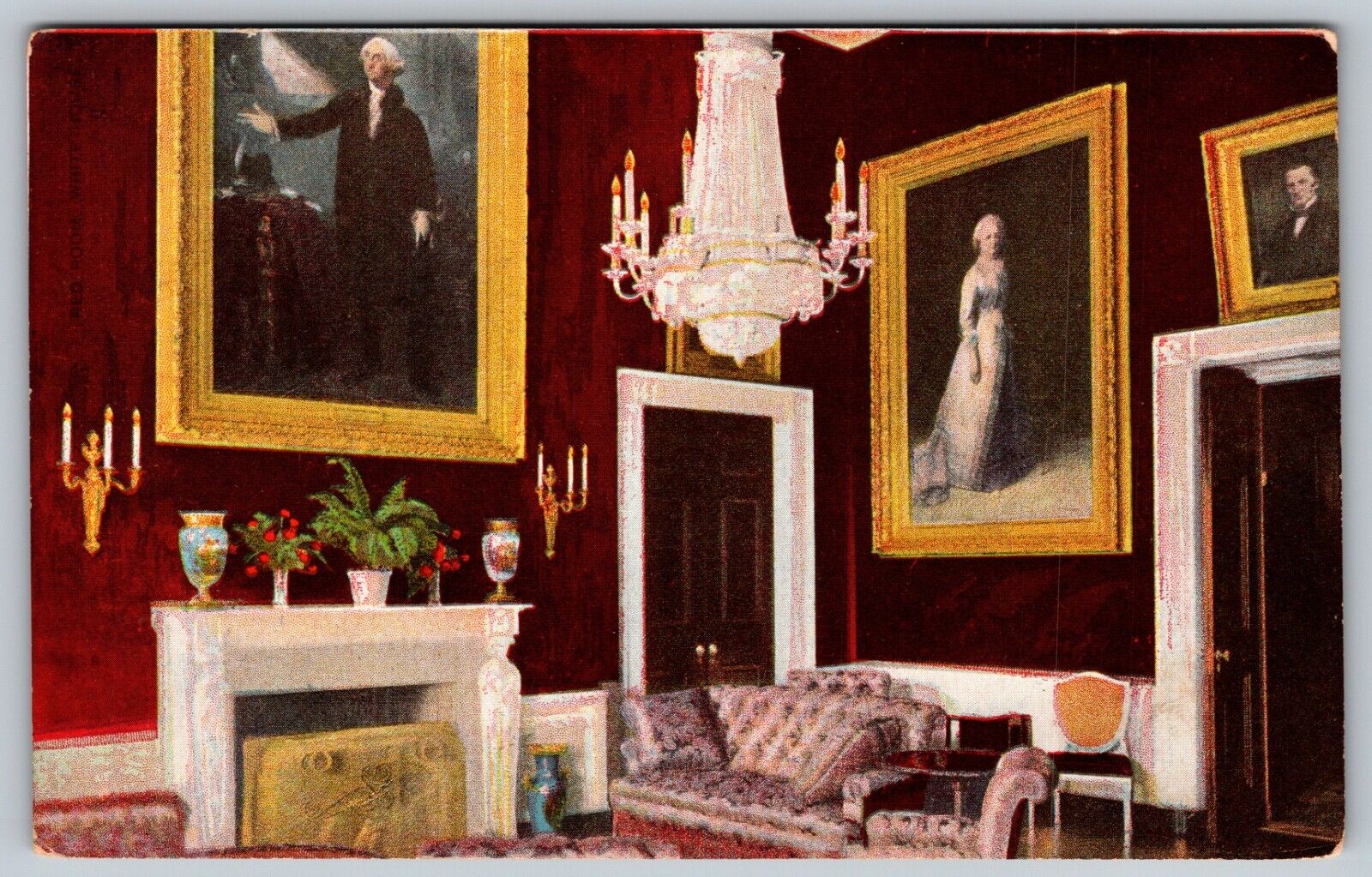 Washington, D.C The Red Room at the White House not posted c. 1910 Antique