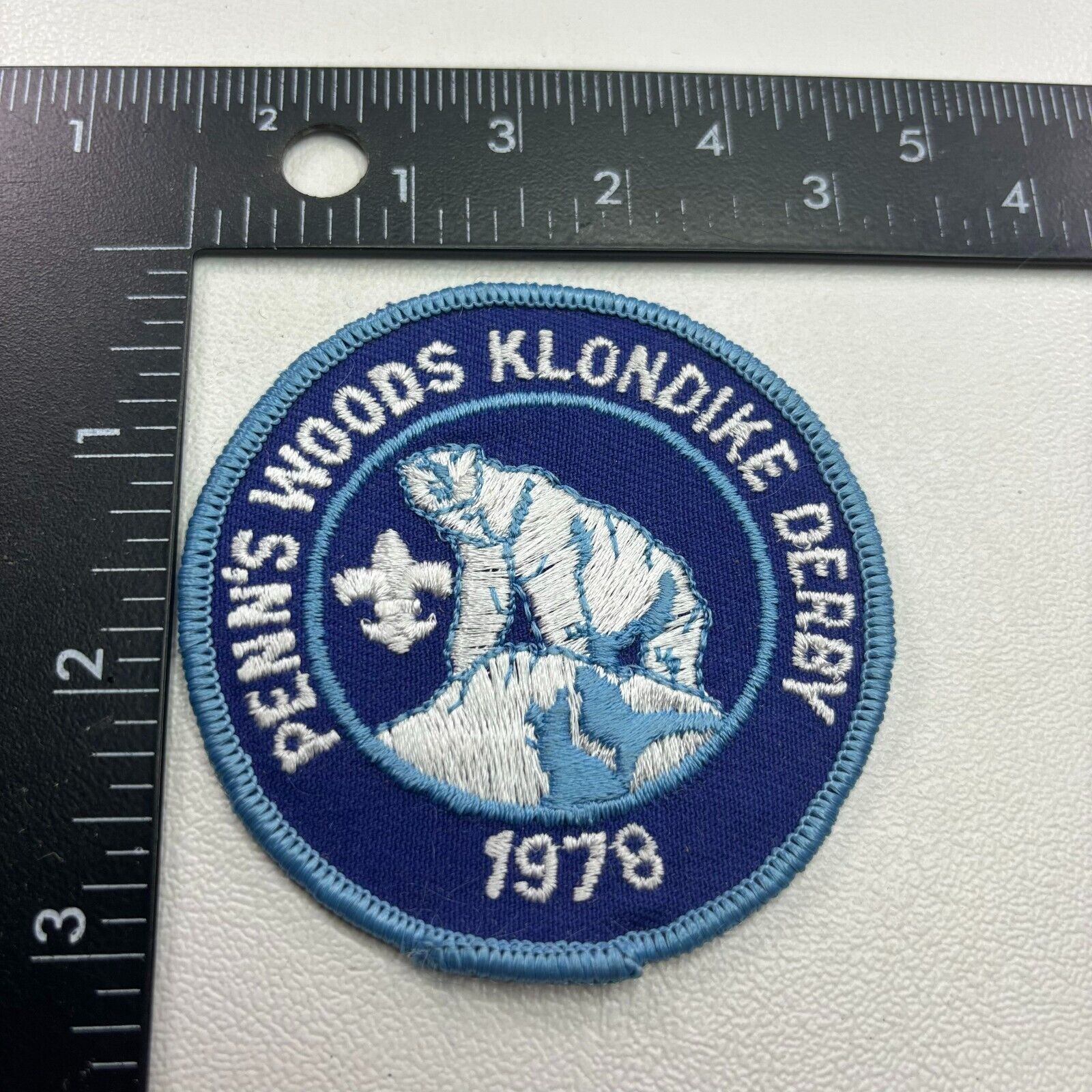 VINTAGE 1979 PENN\'S WOODS KLONDIKE DERBY POLAR BEAR Boy Scouts Patch C39C