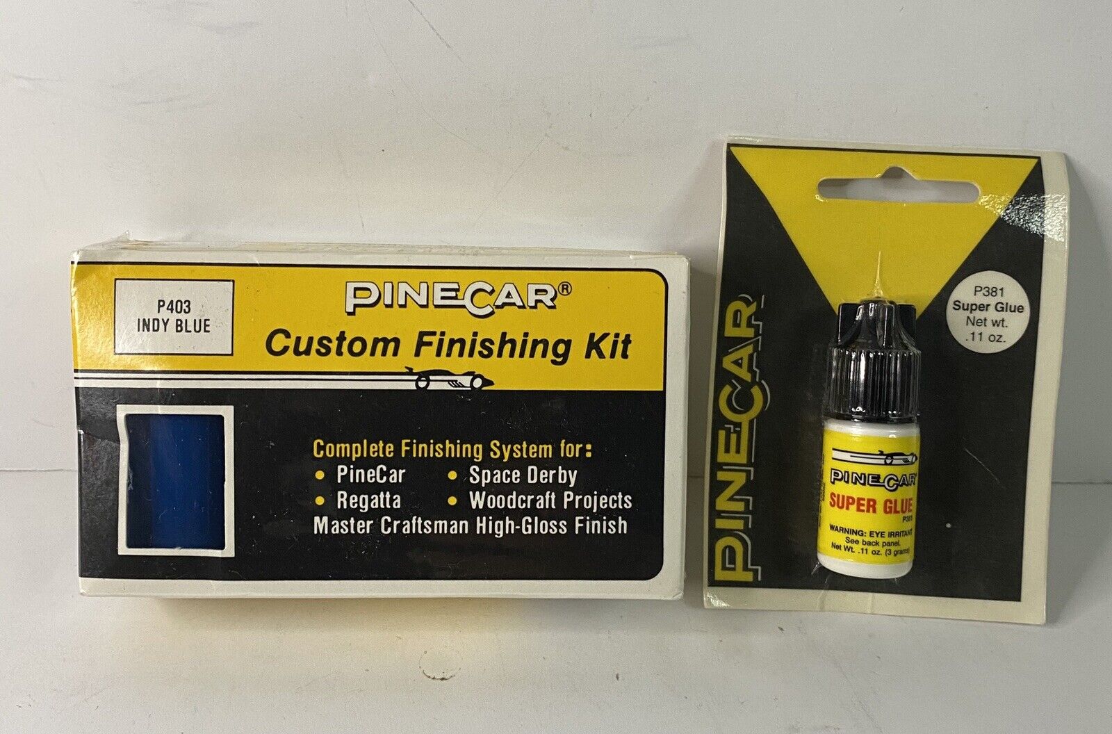 PineCar Custom Finishing Kit, P403 Indy Blue. Plus, a P381 Super Glue .11oz.