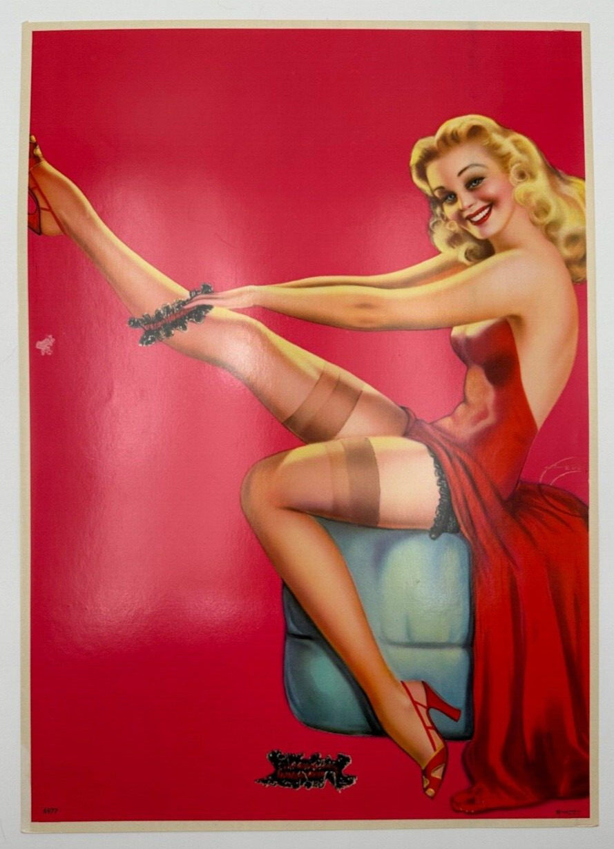 Fancy Free, Vintage 1940s Billy Devorss 12x17 Pin-Up Print Leggy Blonde Garters