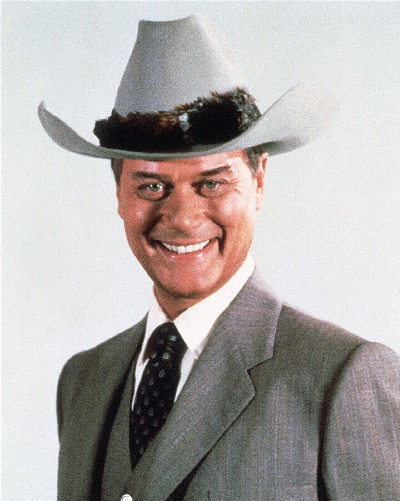 Larry Hagman smiling in his classic Texan stetson J.R. Ewing Dallas 8x10 photo