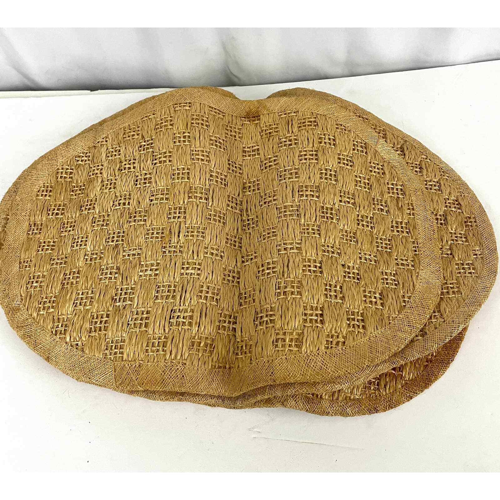 VTG Brown Straw Oval Placemats Set of 6 Woven 19\