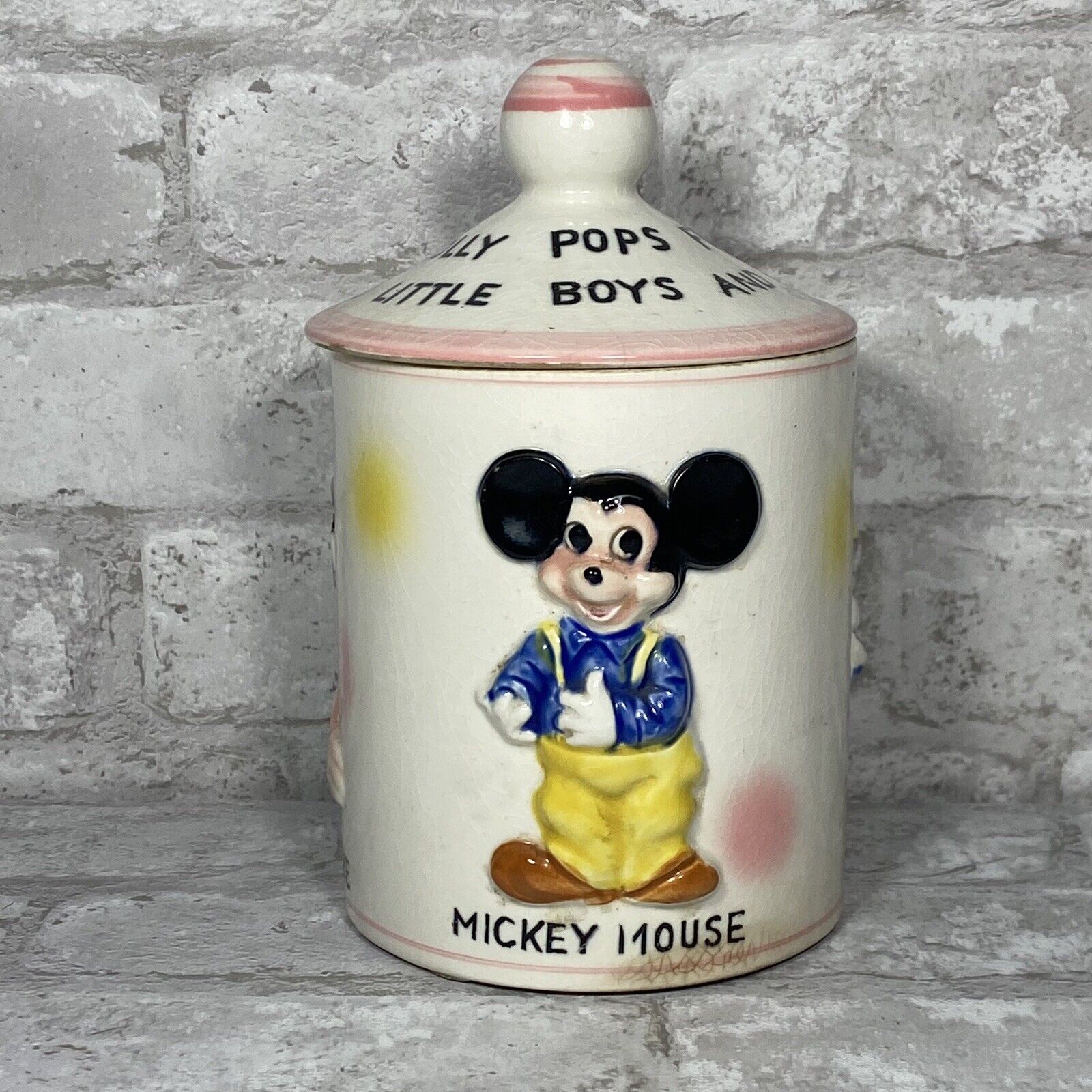 1961 Walt Disney Productions Lollipop Cookie Jar Mickey Mouse Dan Brechner Excl.