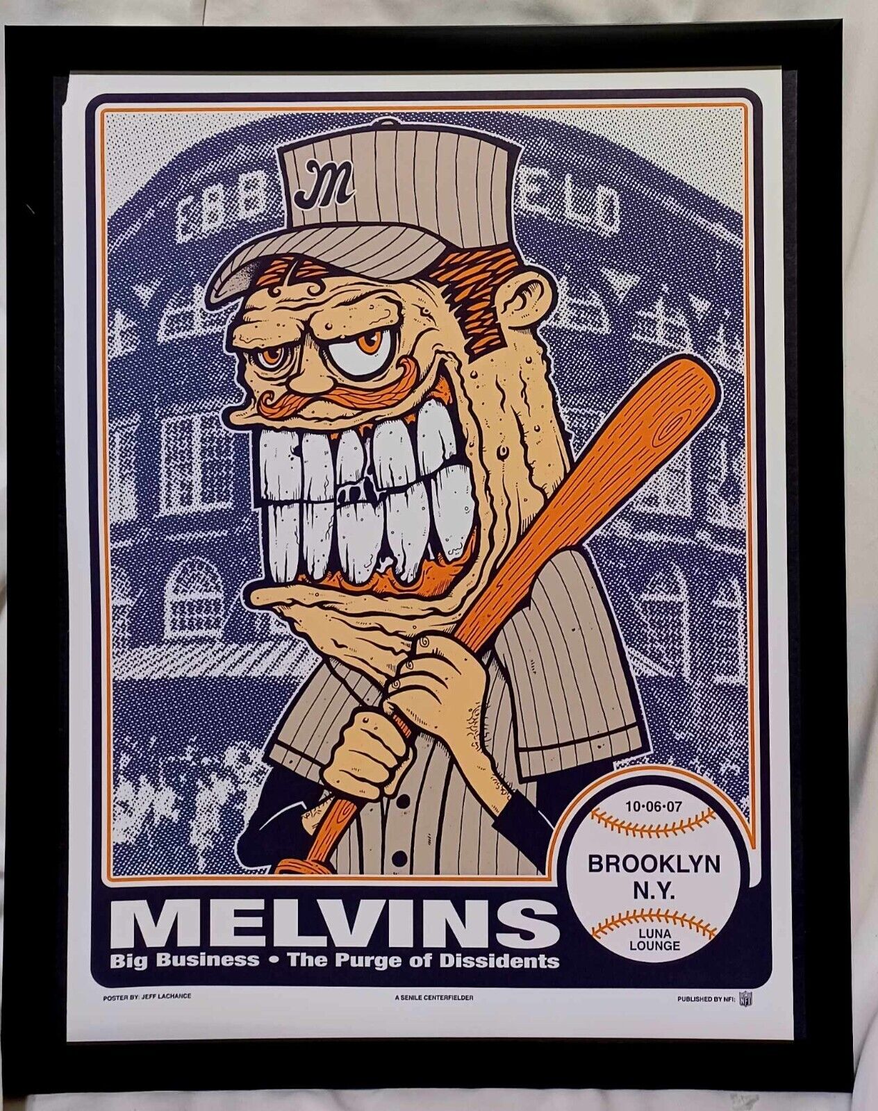 MELVINS Brooklyn 2007 Yankees 11x14 FRAMED Vintage Concert Tour Poster Art Print