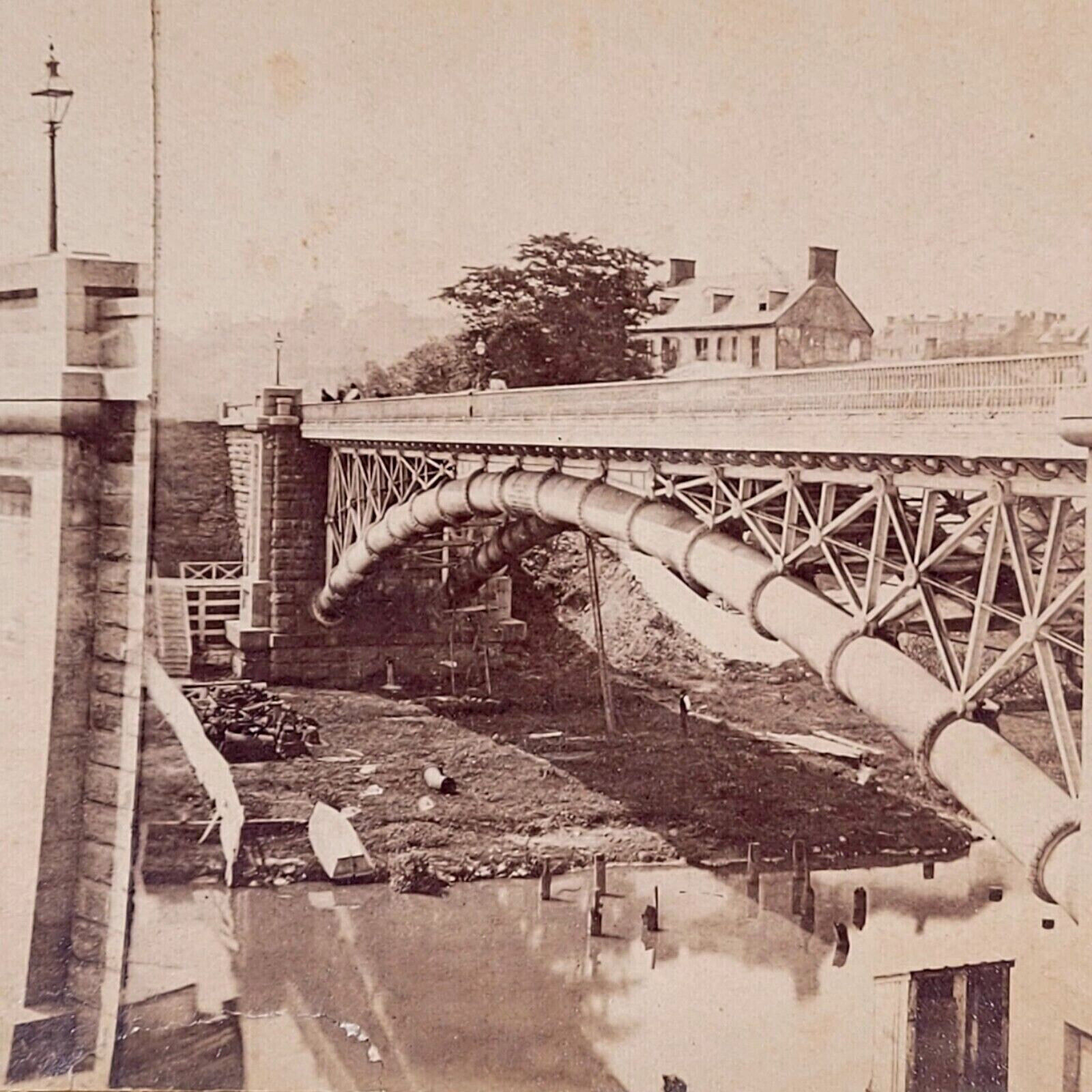 Pennsylvania Ave Meigs Bridge Stereoview 1890s Washington DC Rock Creek Iron