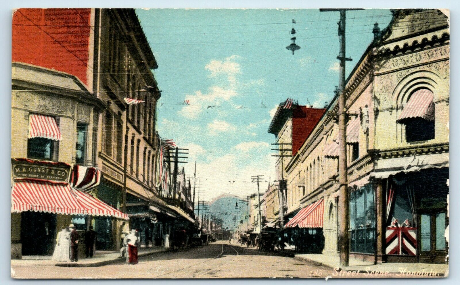Postcard Street Scene, Honolulu, Hawaii 1937 A189