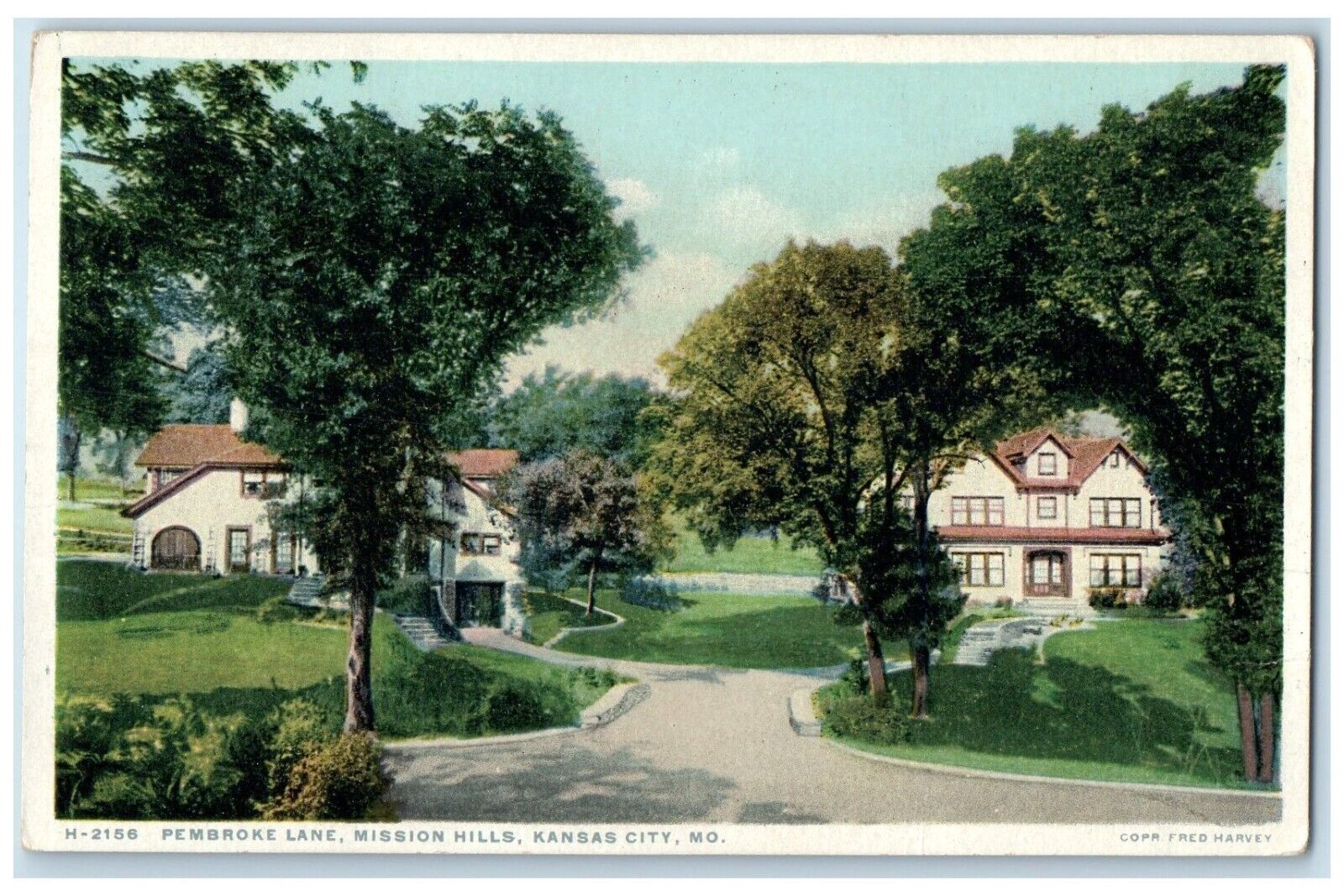 c1920 Pembroke Lane Mission Hills Kansas City Missouri Vintage Antique Postcard
