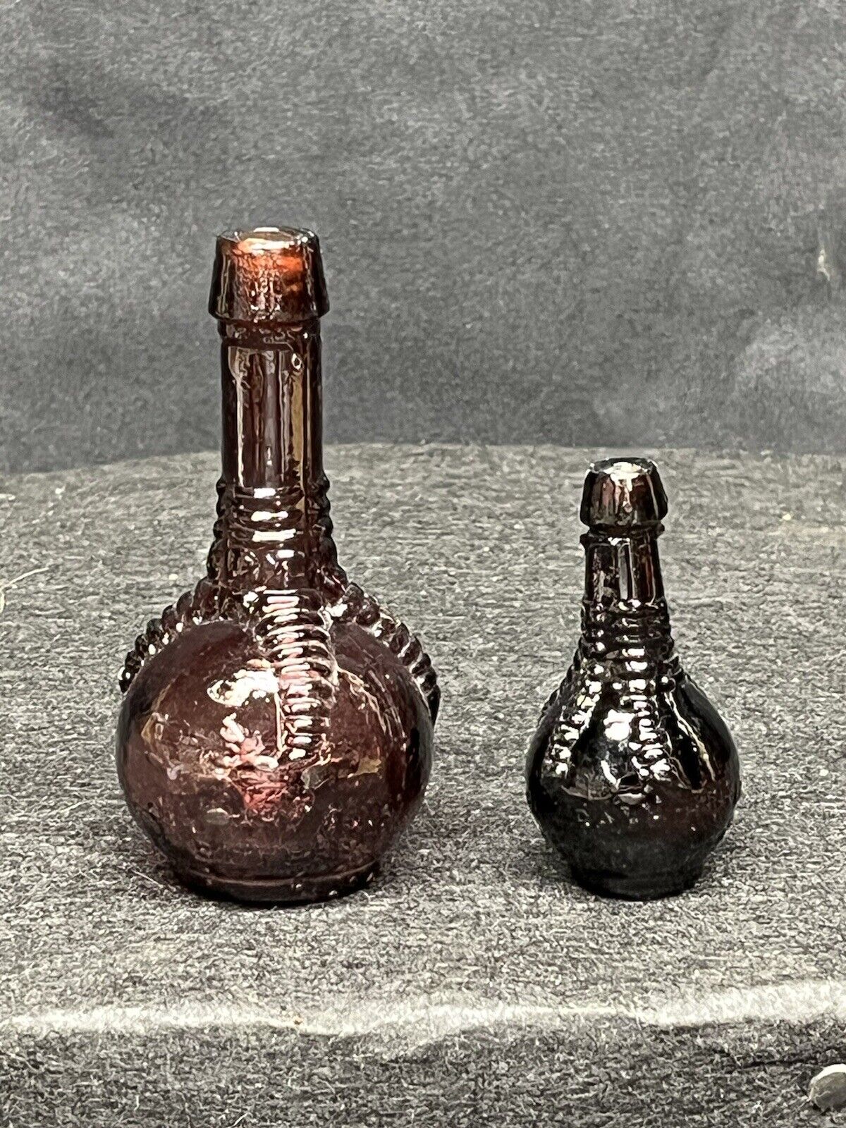 (2) Vintage Amethyst Ball And Claw Bitters Bottles SEE PICTURES 