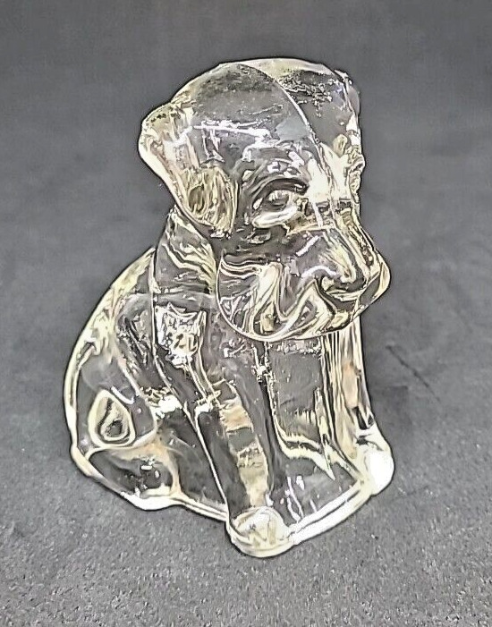 Vintage Federal Glass Dog Candy Container Mopey Dog 1940's Collectable Clear Pup
