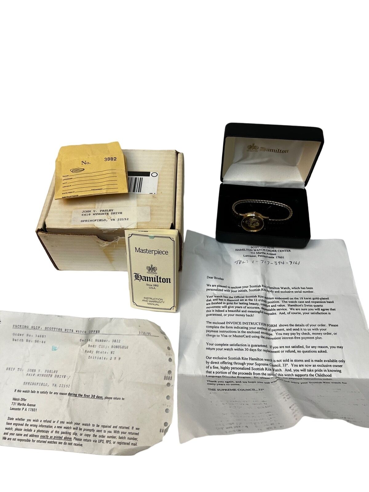 Vintage Scottish Rite Hamilton Wristwatch 14k GF Gold Fill  Supreme Council 33