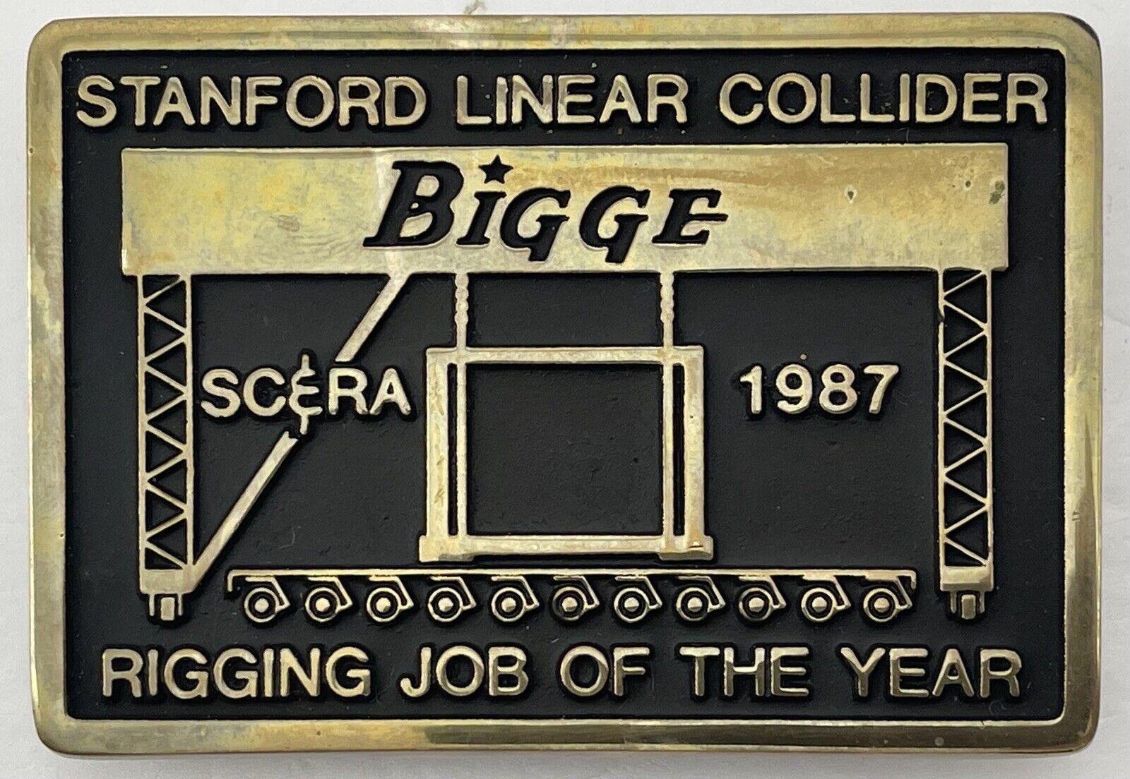 Vintage Anacortes Brass Belt Buckle Stanford Linear Collider SLAC Bigge SC&RA