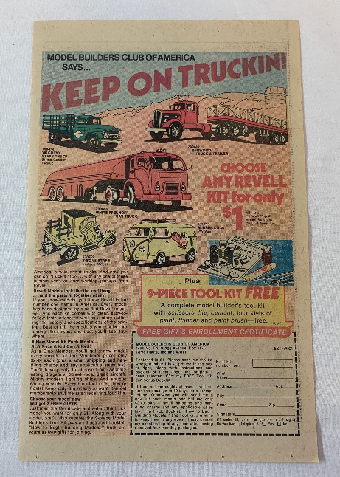 1979 Revell KEEP ON TRUCKIN models ad~Kenworth Truck+Trailer,Rubber Duck VW Van+