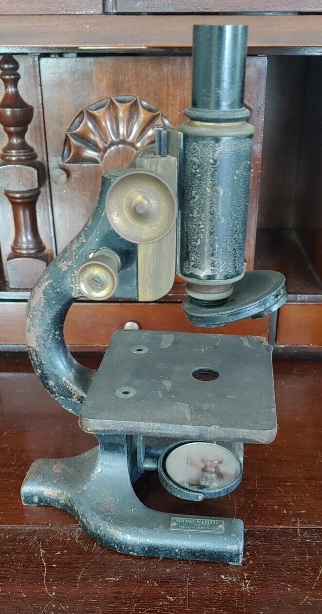 Antique August Waeldin Brass Optical Microscope Missing Parts
