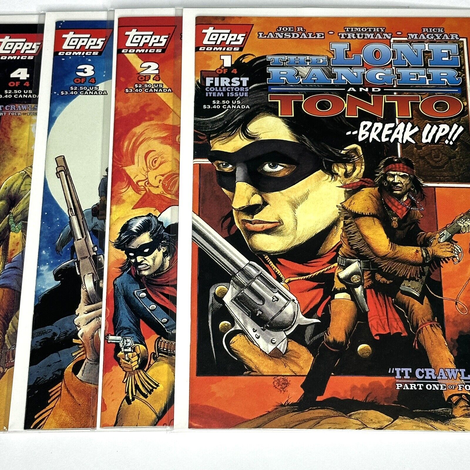 Topps Comics The Lone Ranger And Tonto Complete Series Run Issues 1-4 Lot VF/NM