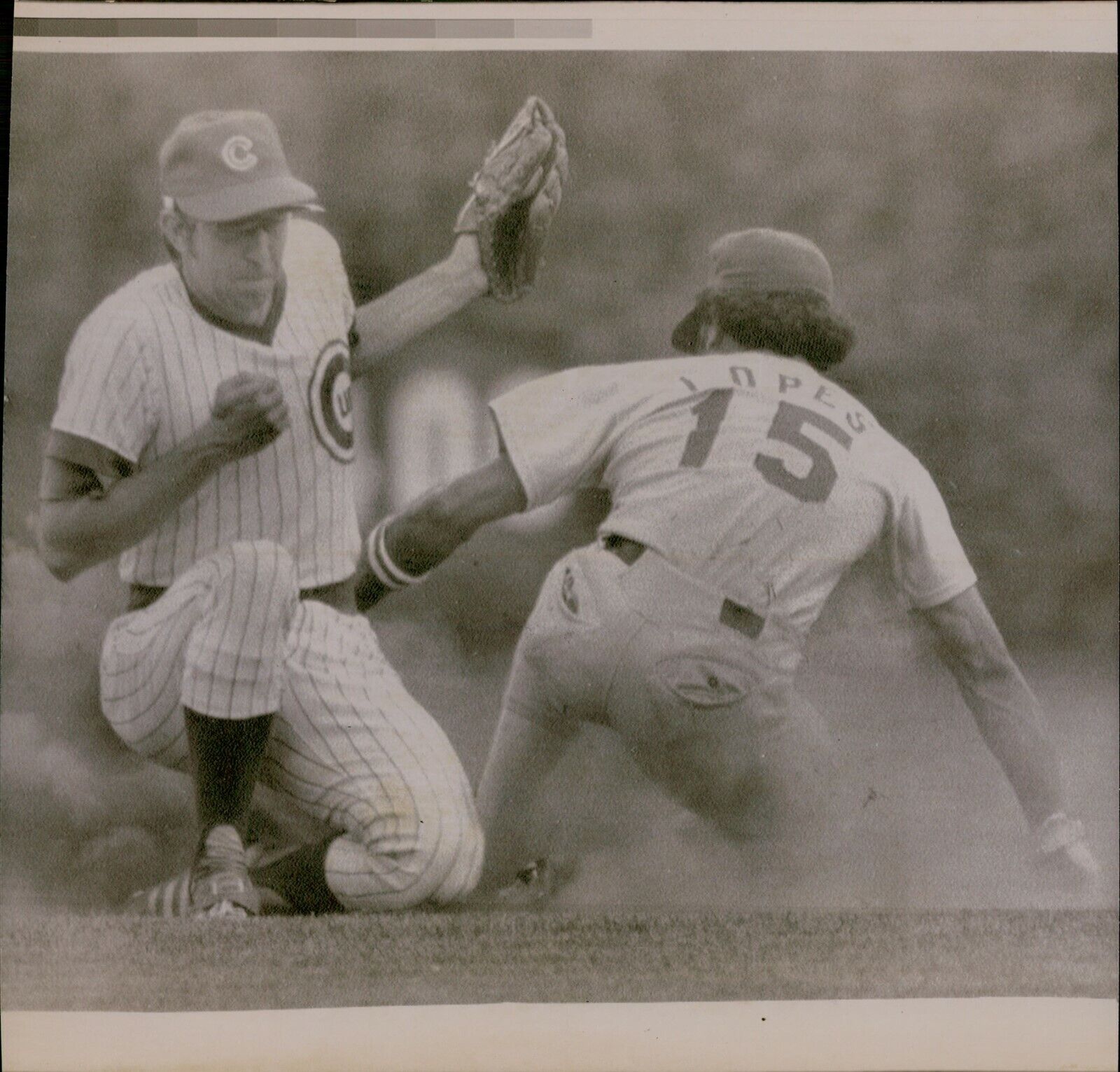 LG793 1975 Wire Photo DAVEY LOPES Los Angeles Dodgers DON KESSINGER Chicago Cubs
