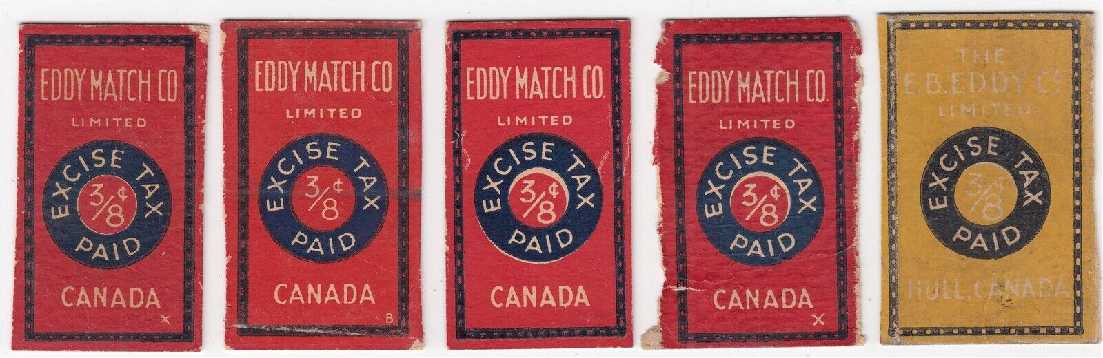 Canada Revenue 3/8¢ Excise Tax Matchbox Fronts \