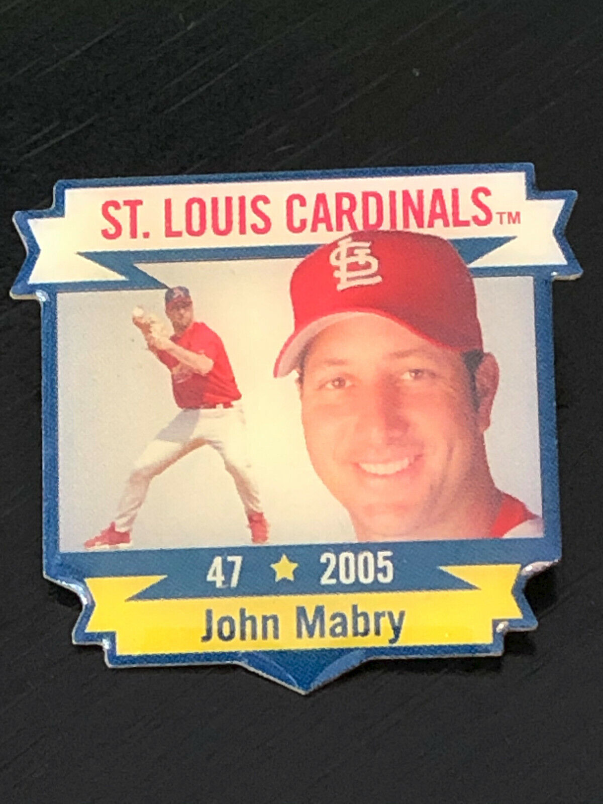 Vintage Collectible St Louis Cardinals 2005 John Mabry Colorful Metal Pin Back