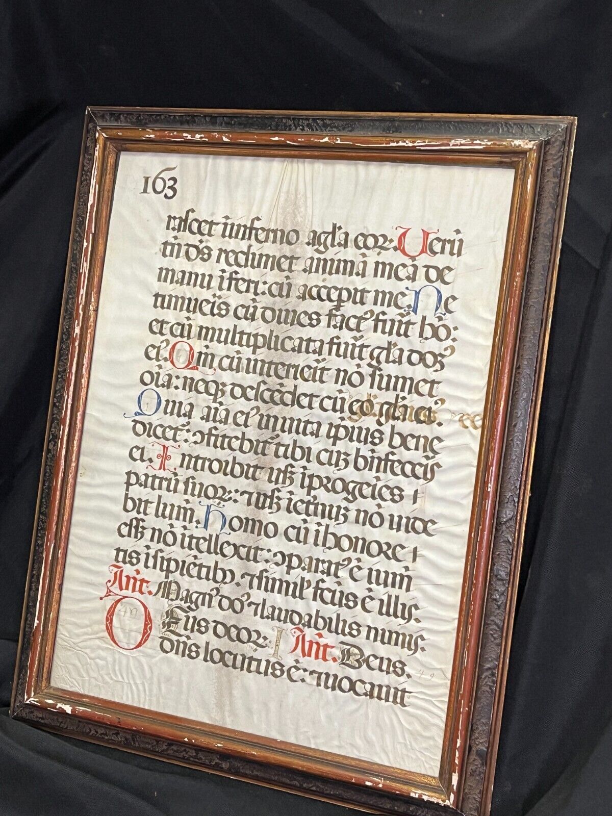 LATIN RELIGIOUS LEAF ON VELLUM 1500\'S? 2-SIDED FRAMED & AUTHENTIC MAKE AN OFFER