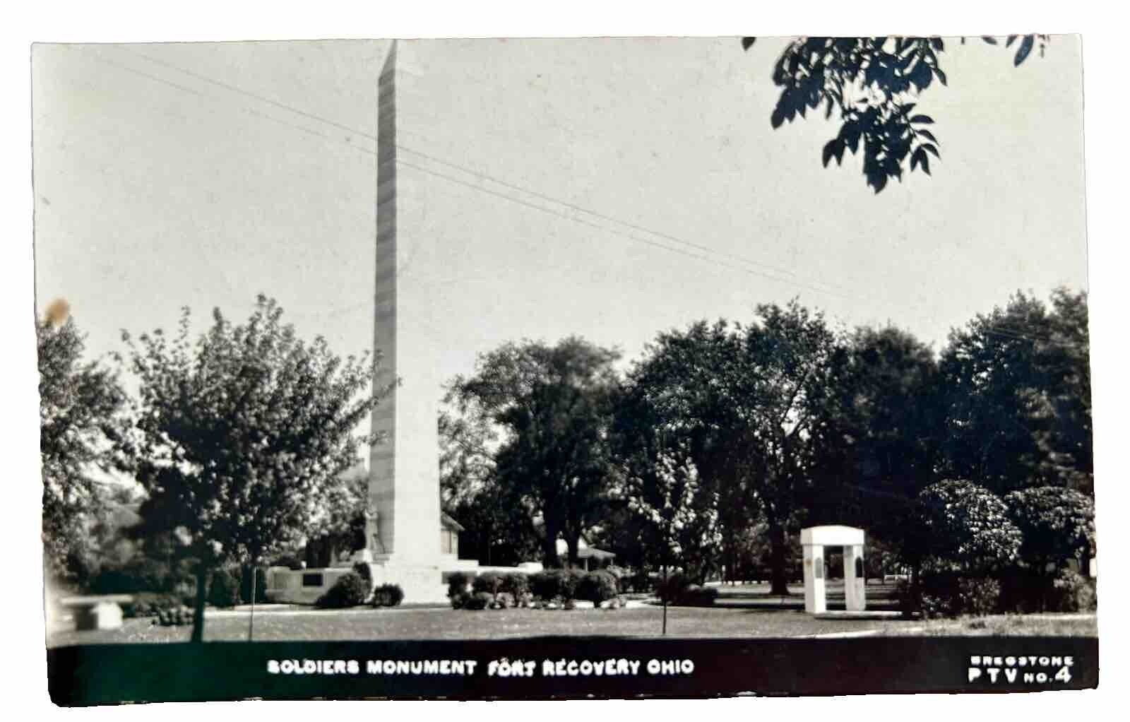SOLDIERS MONUMENT FORT RECOVERY OHIO Vintage Real Photo Postcard. RPPC