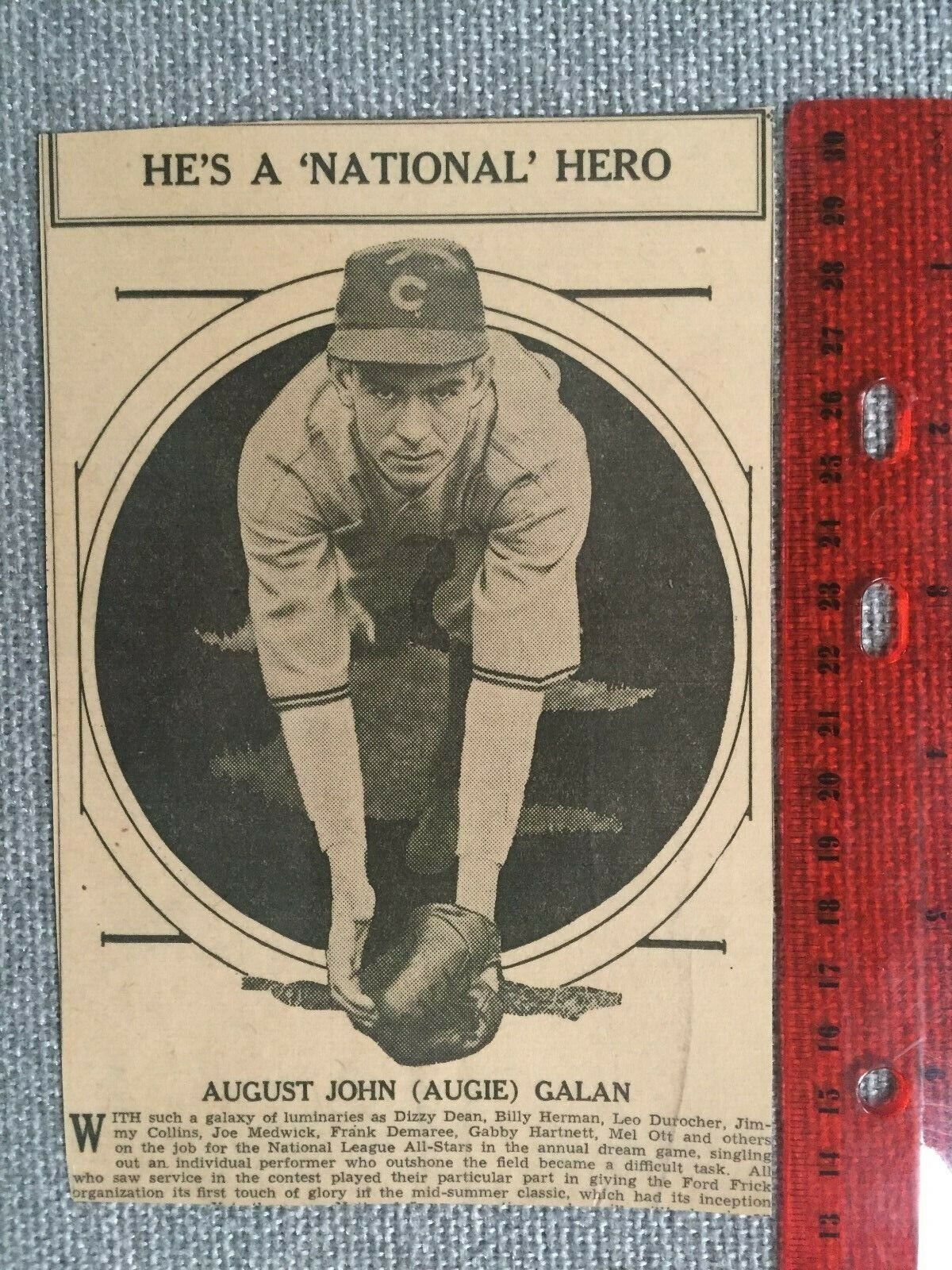 Vintage Newspaper Clipping August John (Augie) Galan