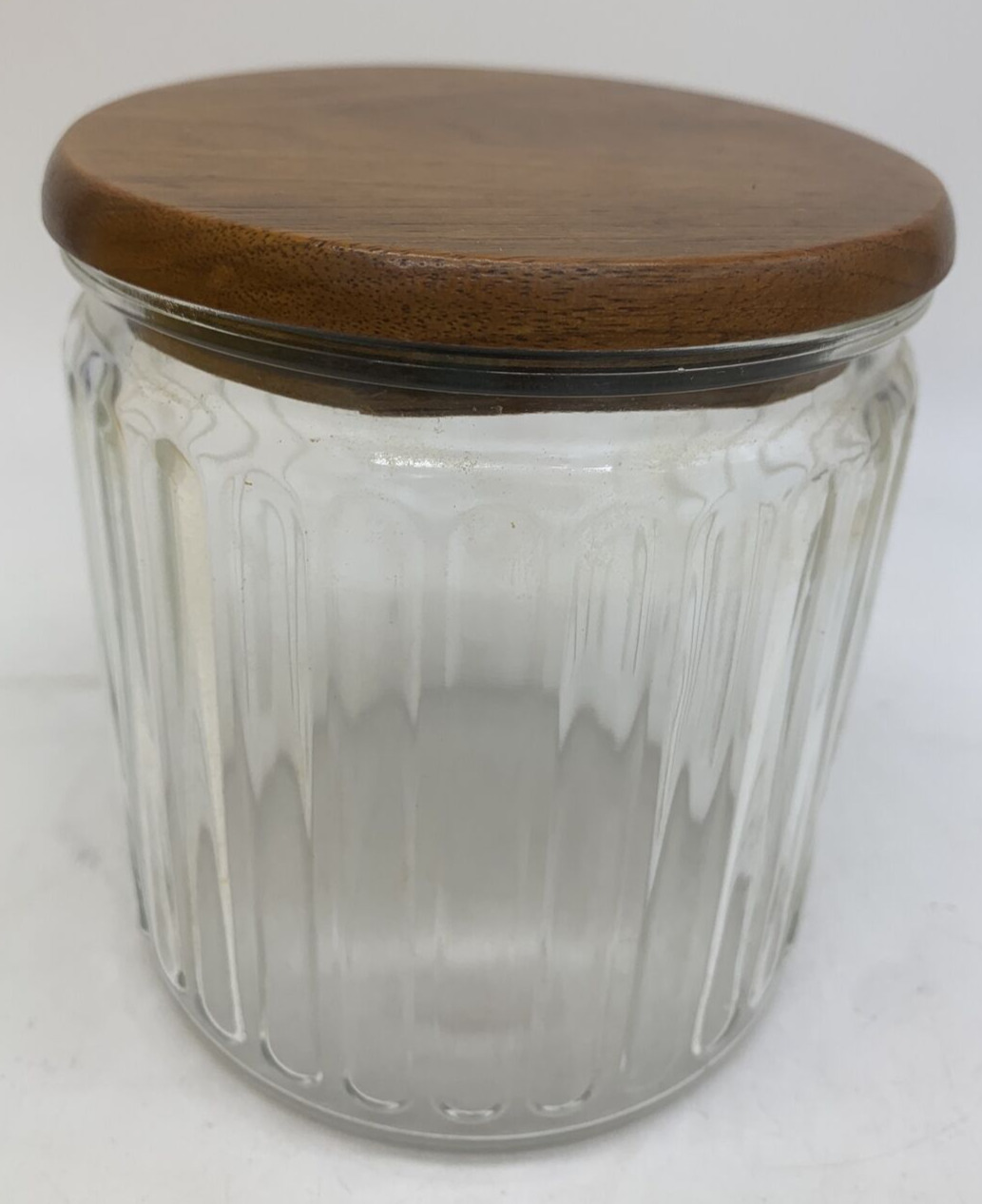 Vintage Tobacco Humidor Replacement Jar w/ Wood Lid  & Ribbed Glass USA 5\