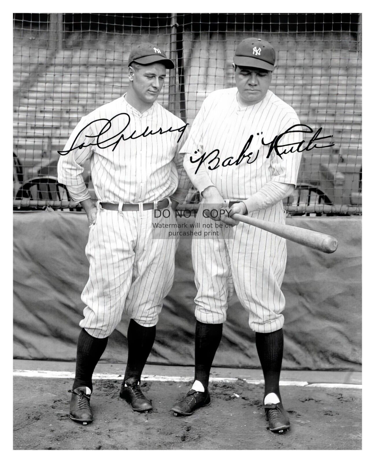 BABE RUTH & LOU GEHRIG AUTOGRAPHED NEW YORK YANKESS PLAYERS 8X10 PHOTO REPRINT