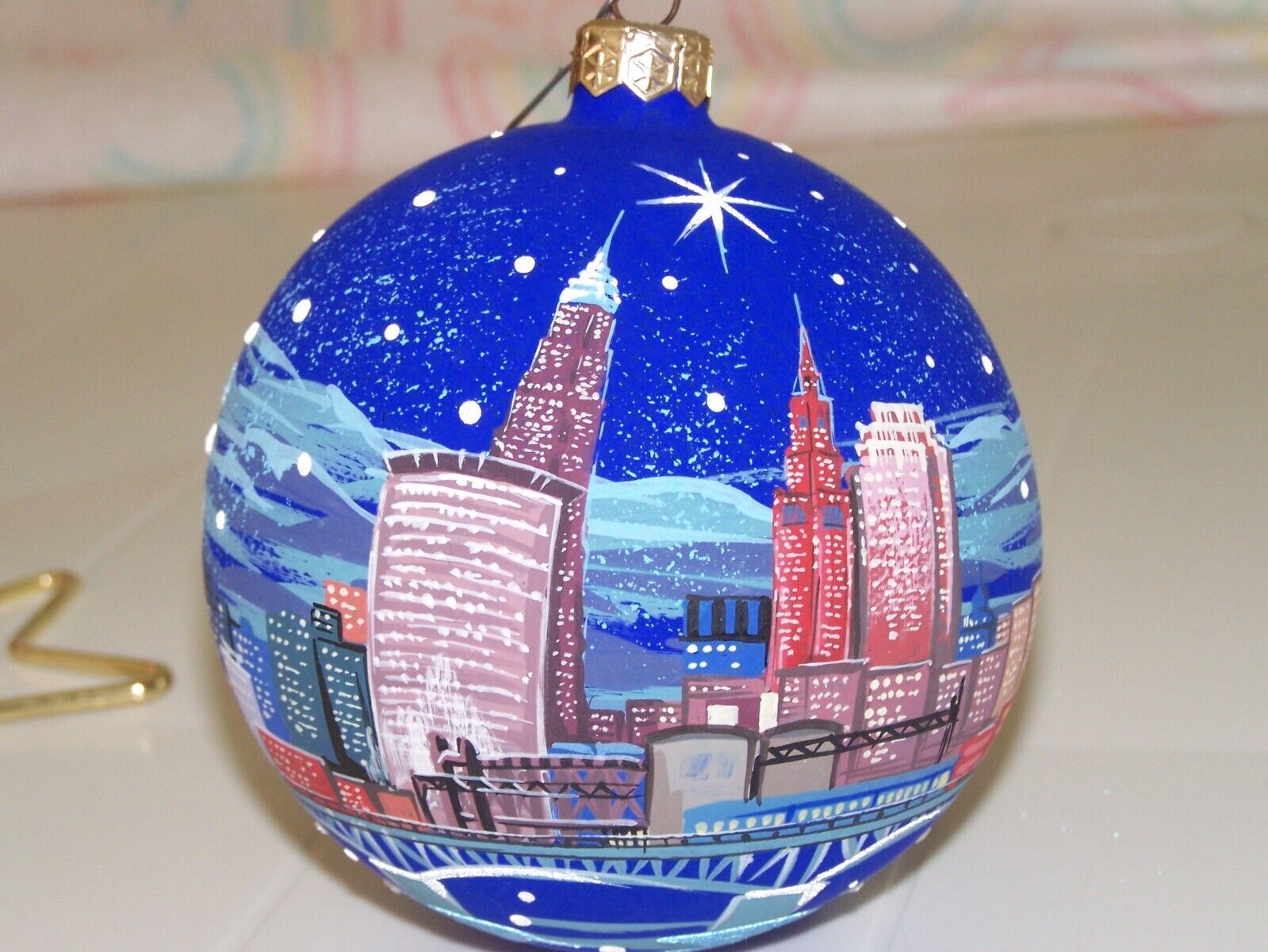 Cleveland Ohio Night Sky Building Scene Christmas Ornament # 87 0f  250