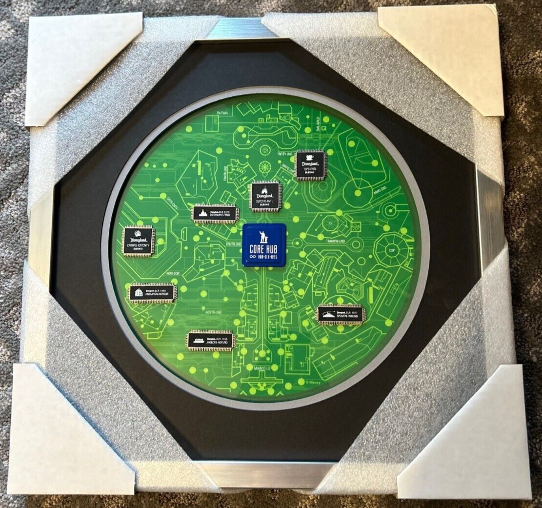 NEW RARE Disneyland - LE 150 Sci-Fi Academy Circuit Board Park Map Framed Set