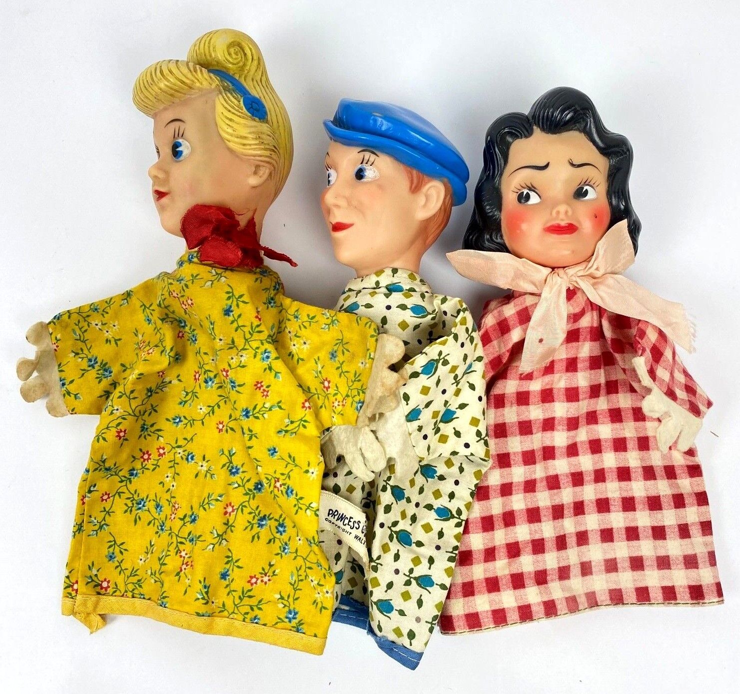 3 Vintage Walt Disney Production Hand Puppets Gund Princess Cinderella 