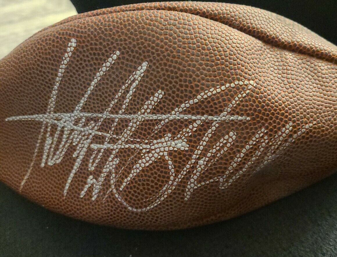 ADRIAN PETERSON SIGNED NFL FOOTBALL TITANS LIONS VIKINGS ROY WCOA+PROOF RARE