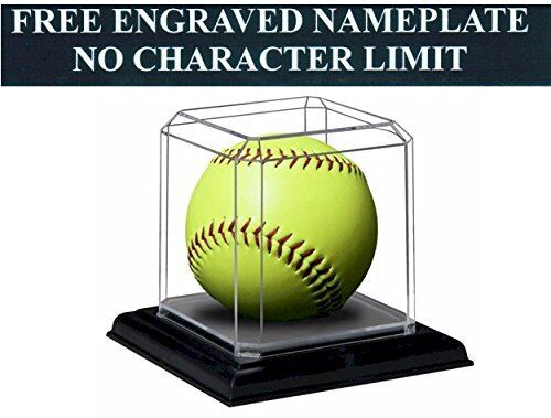 Softball Personalized Acrylic Display Case and Black Base for 11\