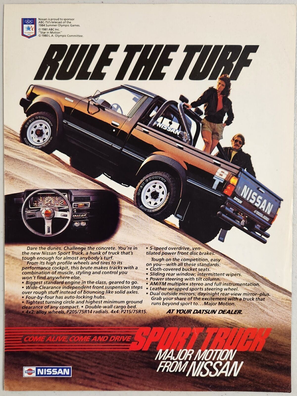 1984 Print Ad The Nissan Sport Truck 4 Wheel Drive at Datsun Dealers