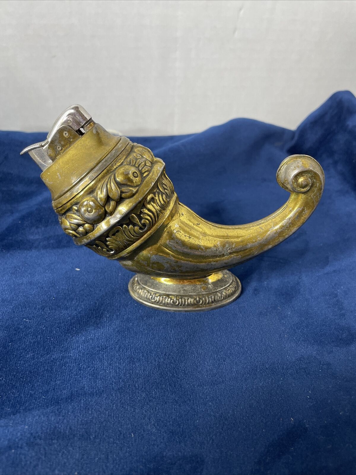 Antique EVANS Brass Cornucopia Lighter Untested READ
