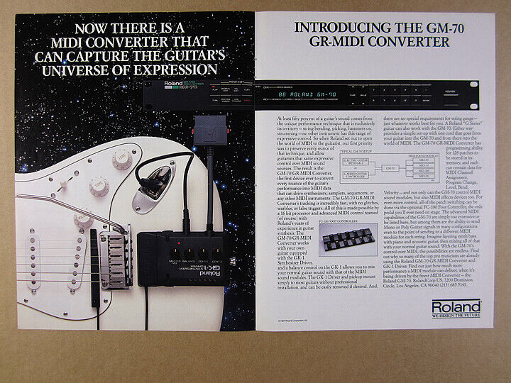 1987 Roland GM-70 GR-MIDI Converter GK1 Guitar Driver vintage print Ad