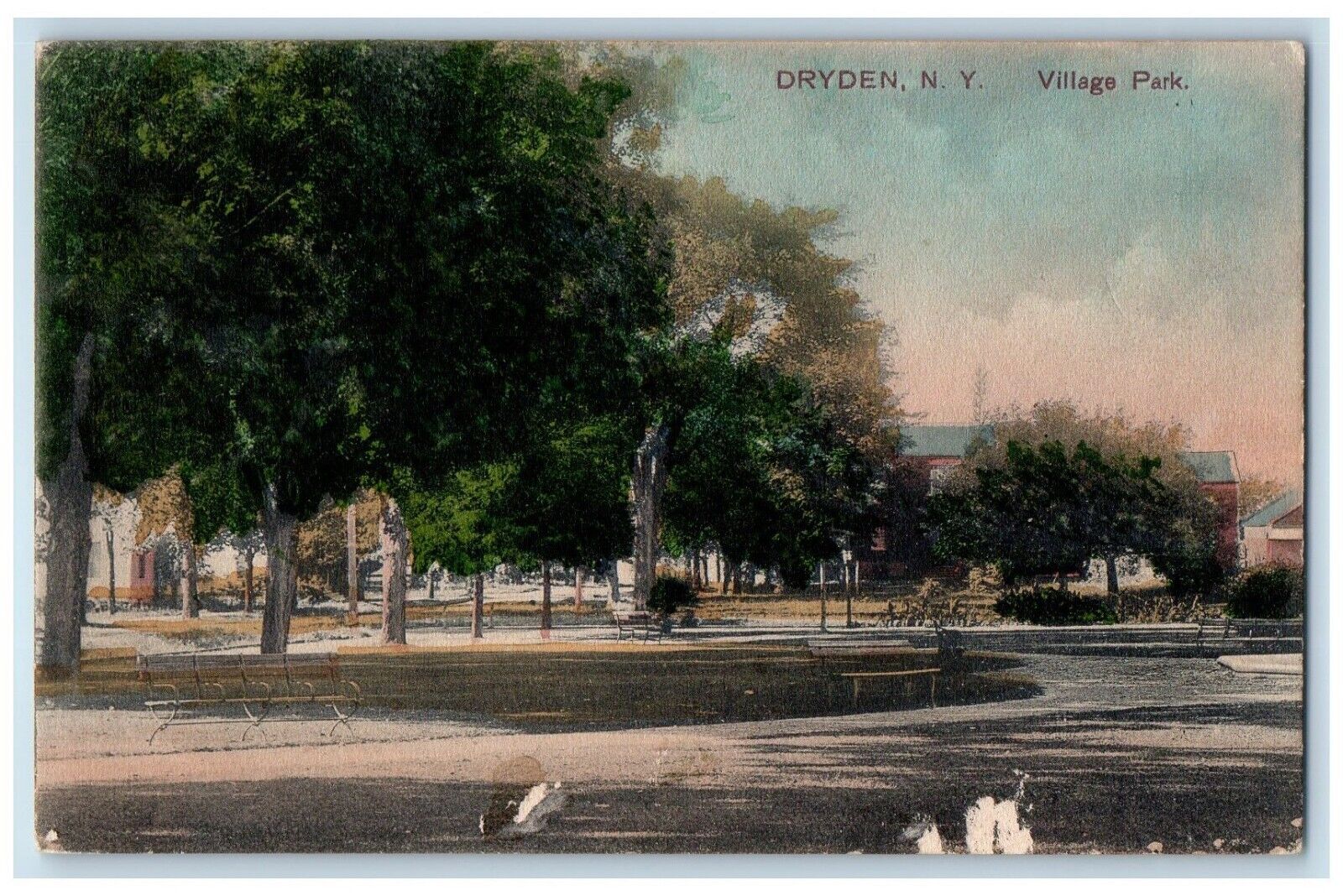 c1910's Village Park Tompkins County Dryden New York NY Posted Antique Postcard