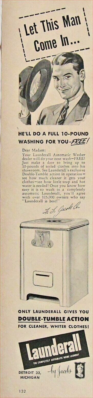 1948 Original Magazine Page Ad Launderall Washing Machine