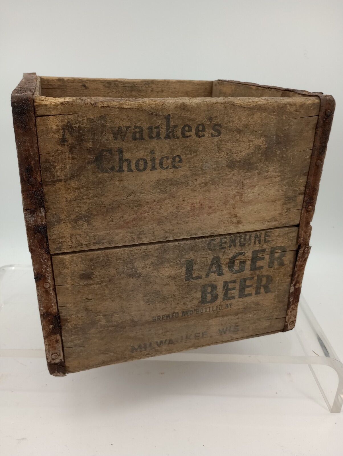 Rare Vintage Braumeister Beer - Milwaukee's Choice Wood Box Held 4 Half Gallons