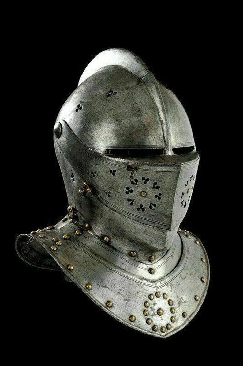 Replica best look  18GA SCA LARP Medieval Knight Tournament Close Armor Helmet