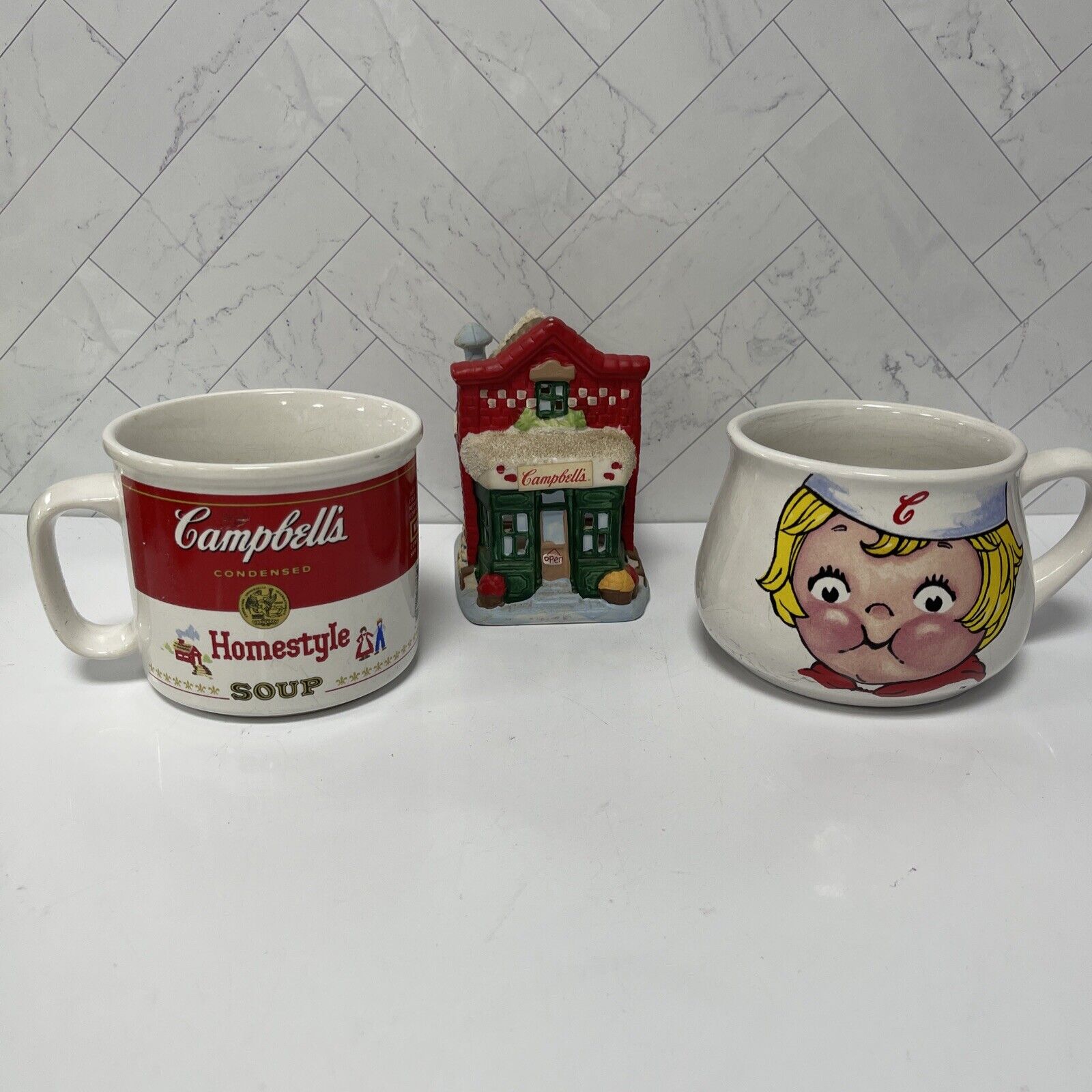 Vintage Lot of Campbells Mugs (2) and small candle votive