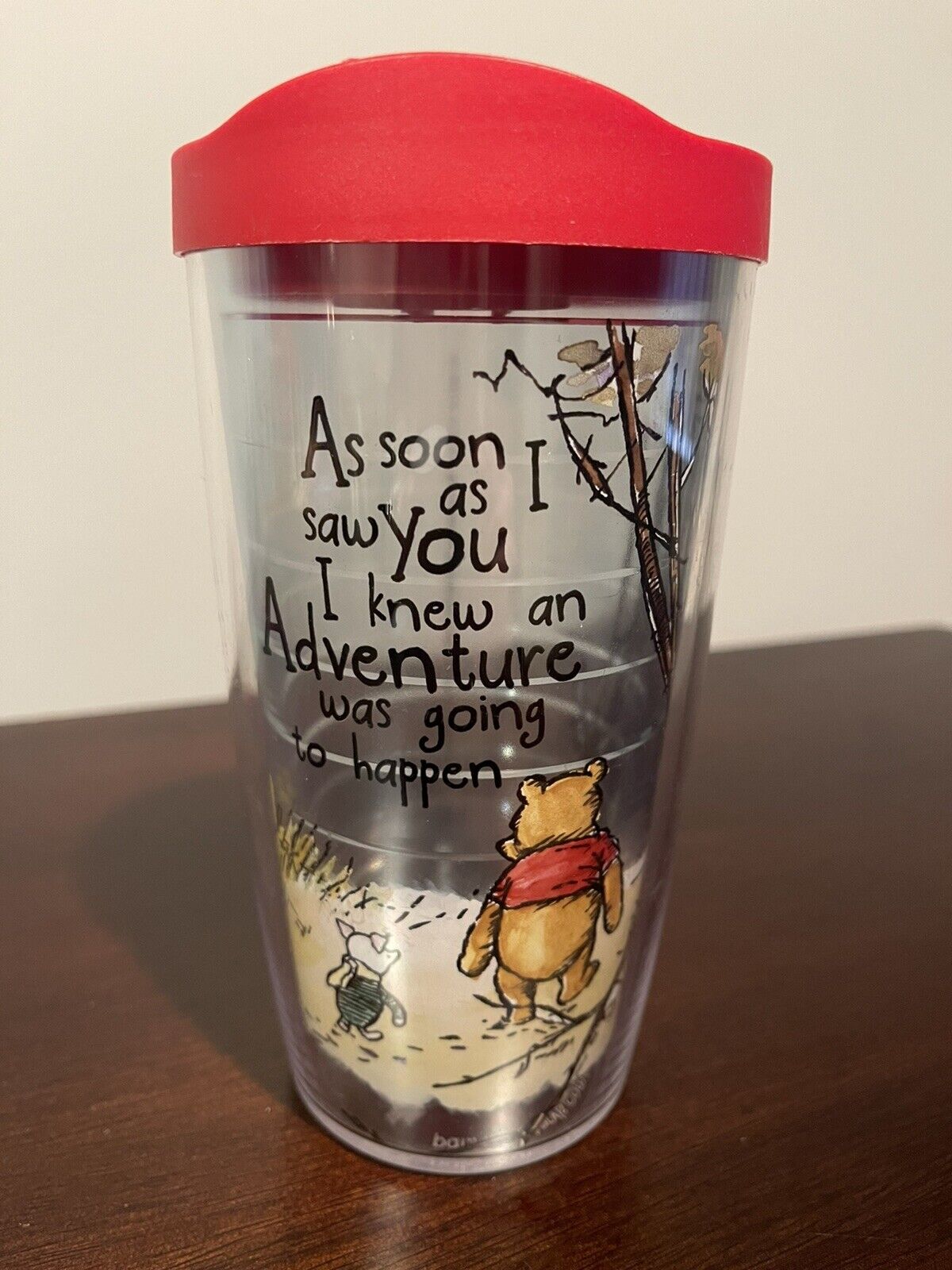 Tervis Disney Winnie The Pooh Acrylic Tumbler Travel Cup with Red Lid 16 oz.