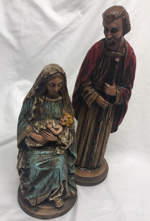 Vintage Nativity Mary Joseph Christmas Figures Artistic Latex Form Era ALFCO