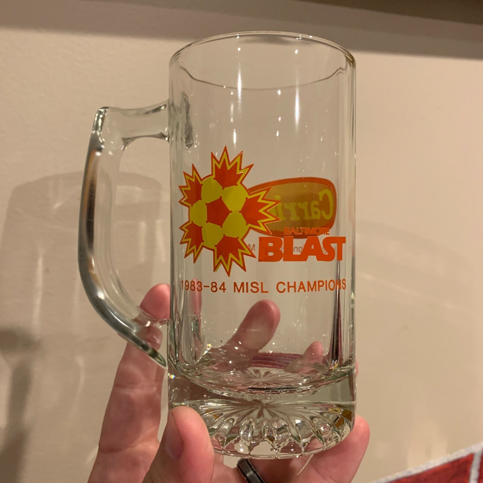 Vintage c.1980s BALTIMORE BLAST Soccer Glass Beer / Coffee Mug MISL Soccer